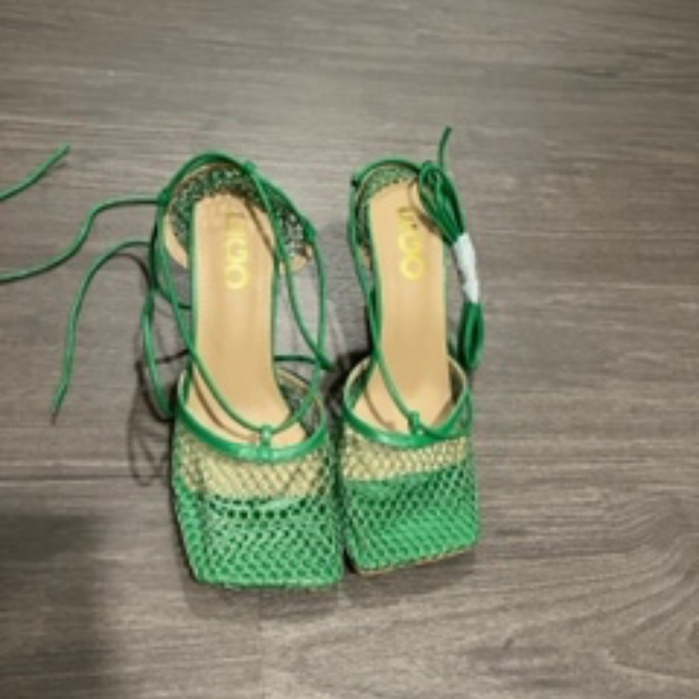 Green Fish Net Heels